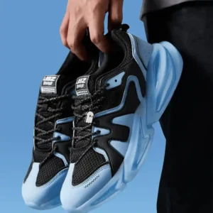 Boys’ Black & Sky Blue Sneakers – Bold Contrast Meets Everyday Comfort