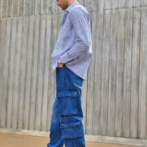 Blue Denim Cargo Jeans